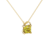 Asscher cut hidden halo gemstone pendant in gold featuring a 5.00 MM square gemstone with decorative arched bail design