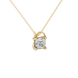 Asscher cut hidden halo gemstone pendant in gold featuring a 5.00 MM square gemstone with decorative arched bail design