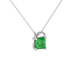 Asscher cut hidden halo gemstone pendant in gold featuring a 5.00 MM square gemstone with decorative arched bail design