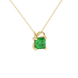 Asscher cut hidden halo gemstone pendant in gold featuring a 5.00 MM square gemstone with decorative arched bail design