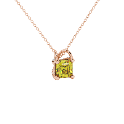 canary yellow gemstone hidden pavé pendant in rose gold