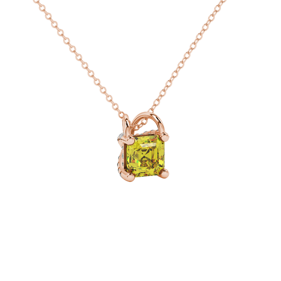 canary yellow gemstone hidden pavé pendant in rose gold