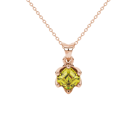 Asscher cut crown solitaire pendant in gold featuring a 5.00 MM gemstone secured in an elegant six-prong crown setting
