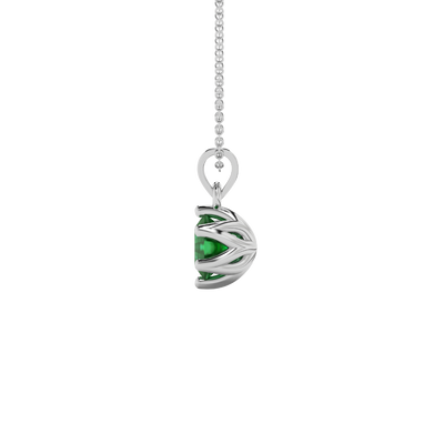 emerald green hexagon gemstone solitaire pendant in white gold