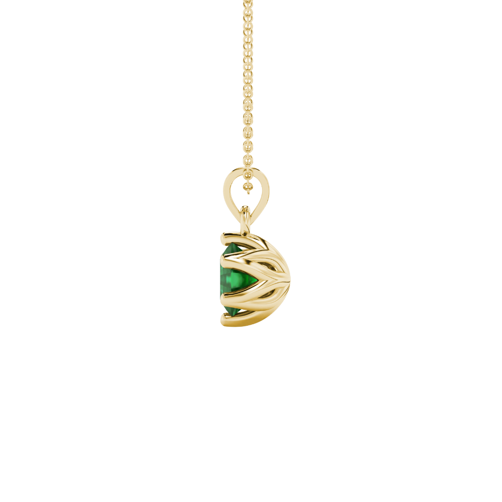 Asscher cut crown solitaire pendant in gold featuring a 5.00 MM gemstone secured in an elegant six-prong crown setting