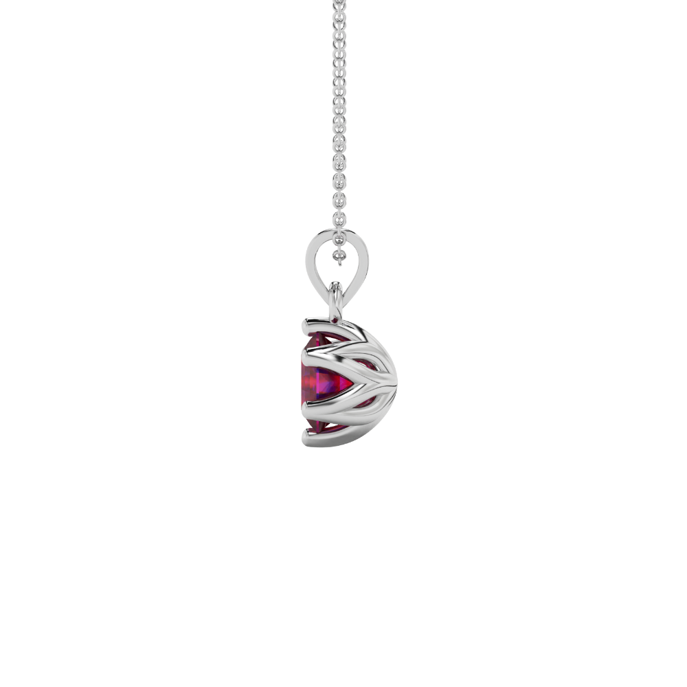 Asscher cut crown solitaire pendant in gold featuring a 5.00 MM gemstone secured in an elegant six-prong crown setting