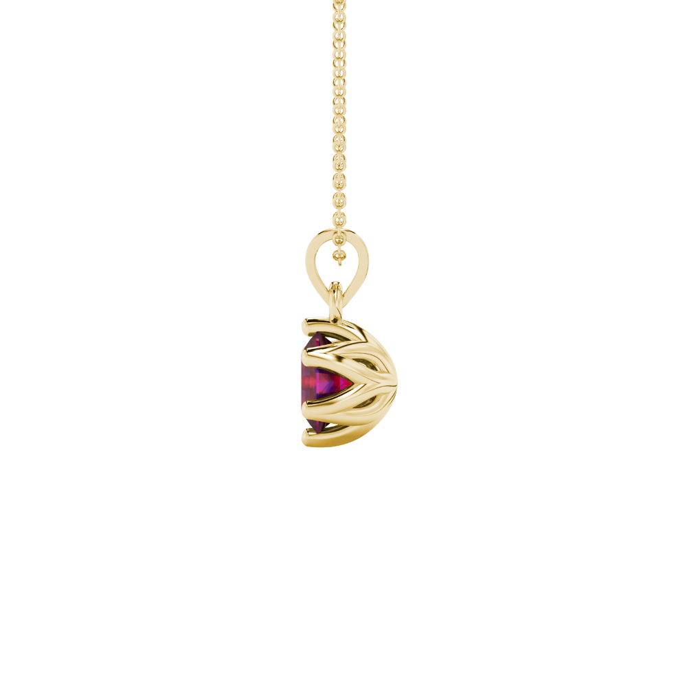 Asscher cut crown solitaire pendant in gold featuring a 5.00 MM gemstone secured in an elegant six-prong crown setting