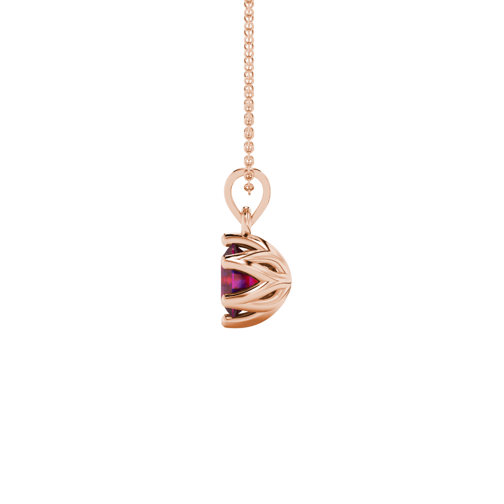 Asscher cut crown solitaire pendant in gold featuring a 5.00 MM gemstone secured in an elegant six-prong crown setting