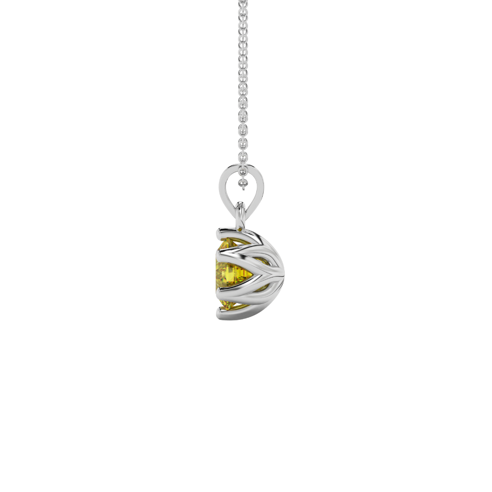 Asscher cut crown solitaire pendant in gold featuring a 5.00 MM gemstone secured in an elegant six-prong crown setting