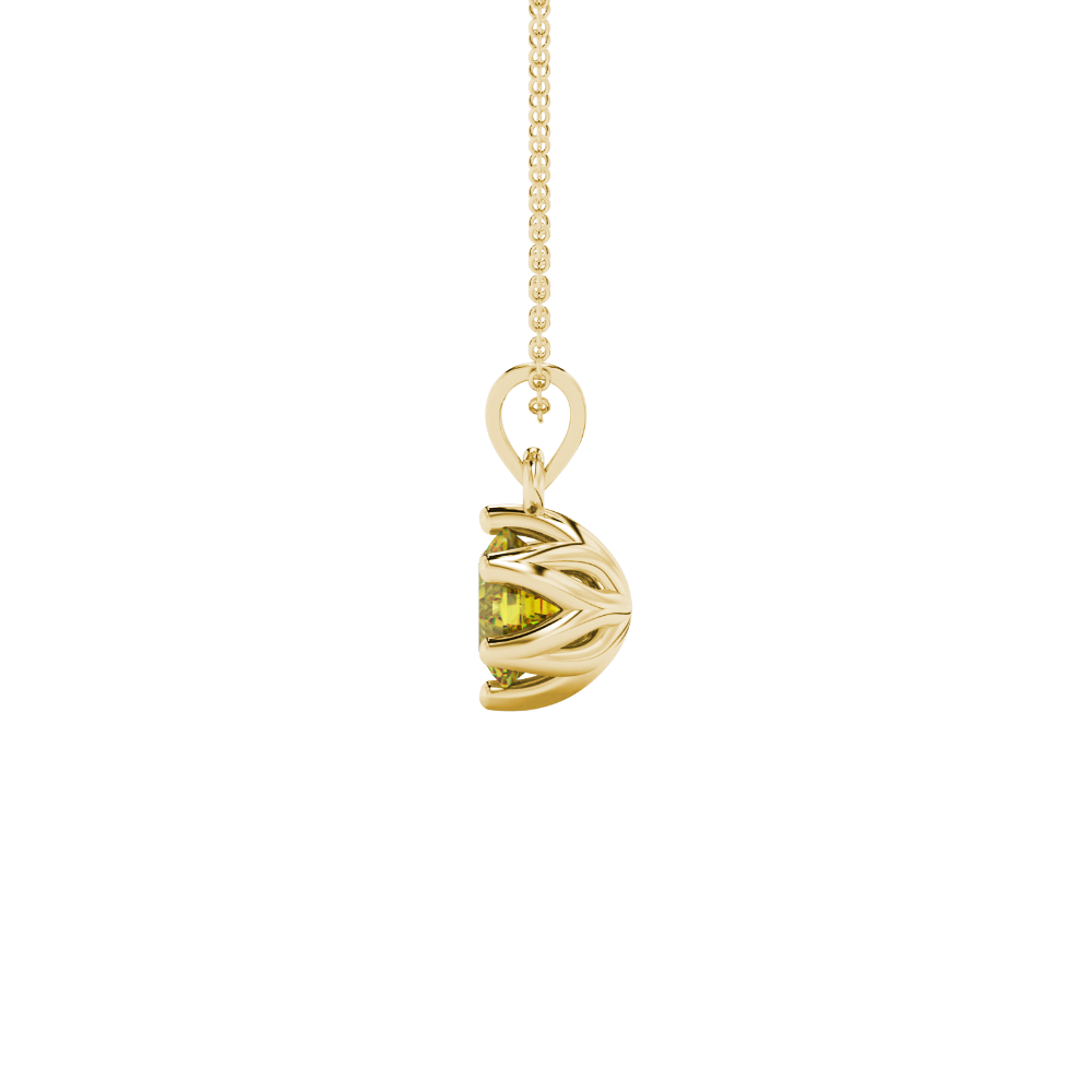 Asscher cut crown solitaire pendant in gold featuring a 5.00 MM gemstone secured in an elegant six-prong crown setting