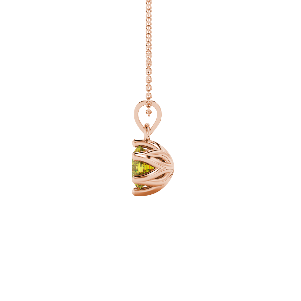 Asscher cut crown solitaire pendant in gold featuring a 5.00 MM gemstone secured in an elegant six-prong crown setting