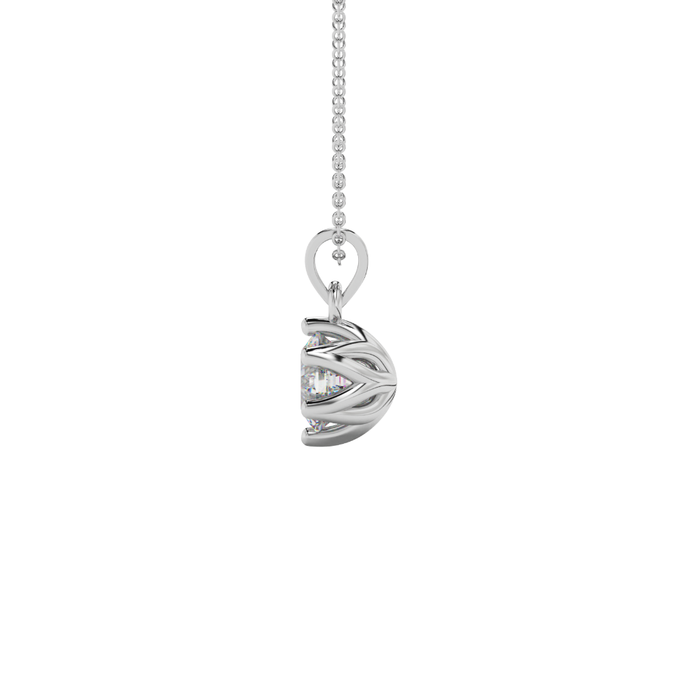 Asscher cut crown solitaire pendant in gold featuring a 5.00 MM gemstone secured in an elegant six-prong crown setting