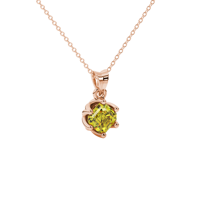 canary yellow hexagon gemstone solitaire pendant in rose gold