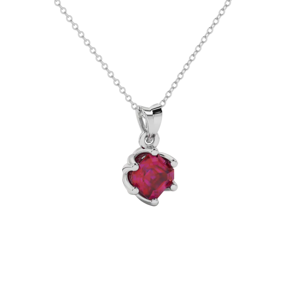 Asscher cut crown solitaire pendant in gold featuring a 5.00 MM gemstone secured in an elegant six-prong crown setting