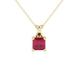 Red Asscher cut solitaire pendant in gold featuring a 5.00 MM gemstone in a four-prong basket setting