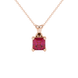 Red Asscher cut solitaire pendant in gold featuring a 5.00 MM gemstone in a four-prong basket setting