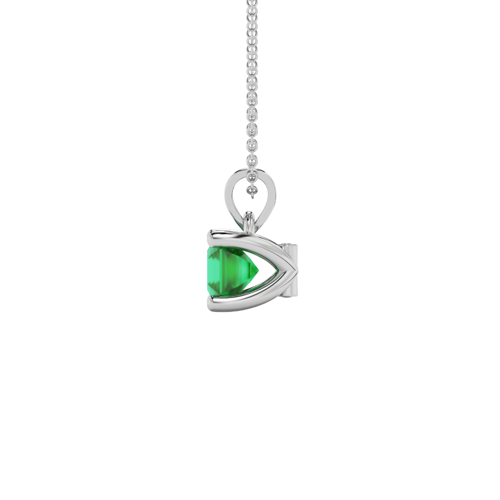 Green Asscher cut solitaire pendant in gold featuring a 5.00 MM gemstone in a four-prong basket setting