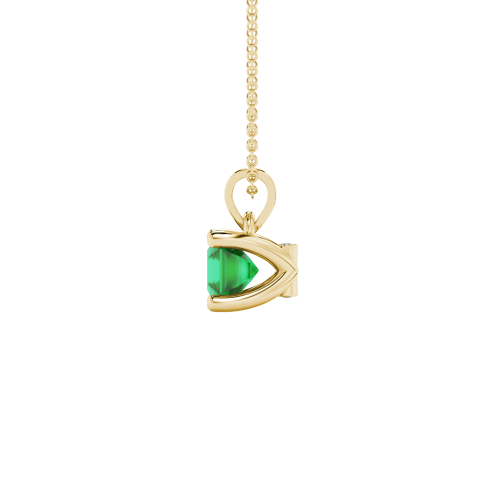 Green Asscher cut solitaire pendant in gold featuring a 5.00 MM gemstone in a four-prong basket setting