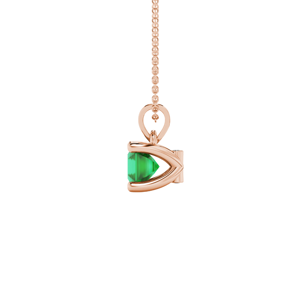 Green Asscher cut solitaire pendant in gold featuring a 5.00 MM gemstone in a four-prong basket setting