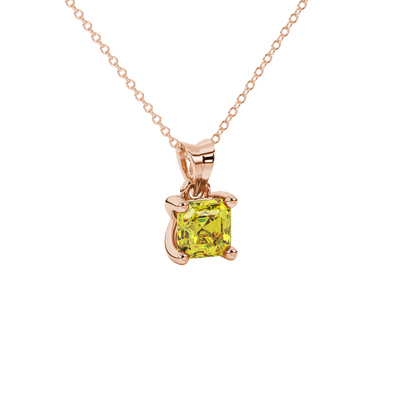 Yellow Asscher cut solitaire pendant in gold featuring a 5.00 MM gemstone in a four-prong basket setting