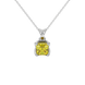 Yellow Asscher cut solitaire pendant in gold featuring a 5.00 MM gemstone in a floral-inspired four-prong petal setting