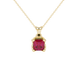 Red Asscher cut solitaire pendant in gold featuring a 5.00 MM gemstone in a floral-inspired four-prong petal setting