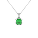 Green Asscher cut solitaire pendant in gold featuring a 5.00 MM gemstone in a floral-inspired four-prong petal setting
