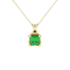 Green Asscher cut solitaire pendant in gold featuring a 5.00 MM gemstone in a floral-inspired four-prong petal setting