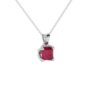 raspberry red gemstone classic basket pendant in white gold