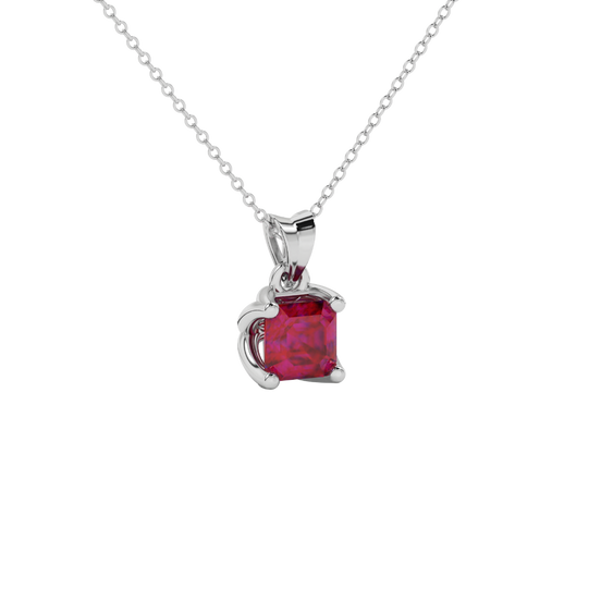 raspberry red gemstone classic basket pendant in white gold
