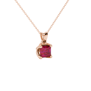 raspberry red gemstone classic basket pendant in rose gold