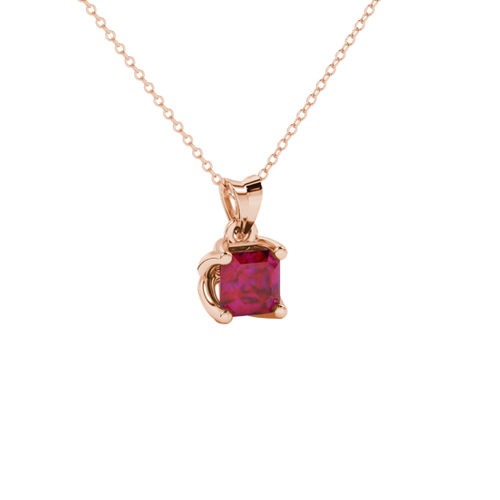 raspberry red gemstone classic basket pendant in rose gold