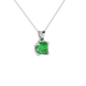 Green Asscher cut solitaire pendant in gold featuring a 5.00 MM gemstone in a floral-inspired four-prong petal setting