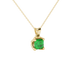 Green Asscher cut solitaire pendant in gold featuring a 5.00 MM gemstone in a floral-inspired four-prong petal setting