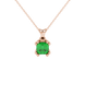 Green Asscher cut gemstone pendant in gold featuring a crown-inspired eight-prong solitaire setting