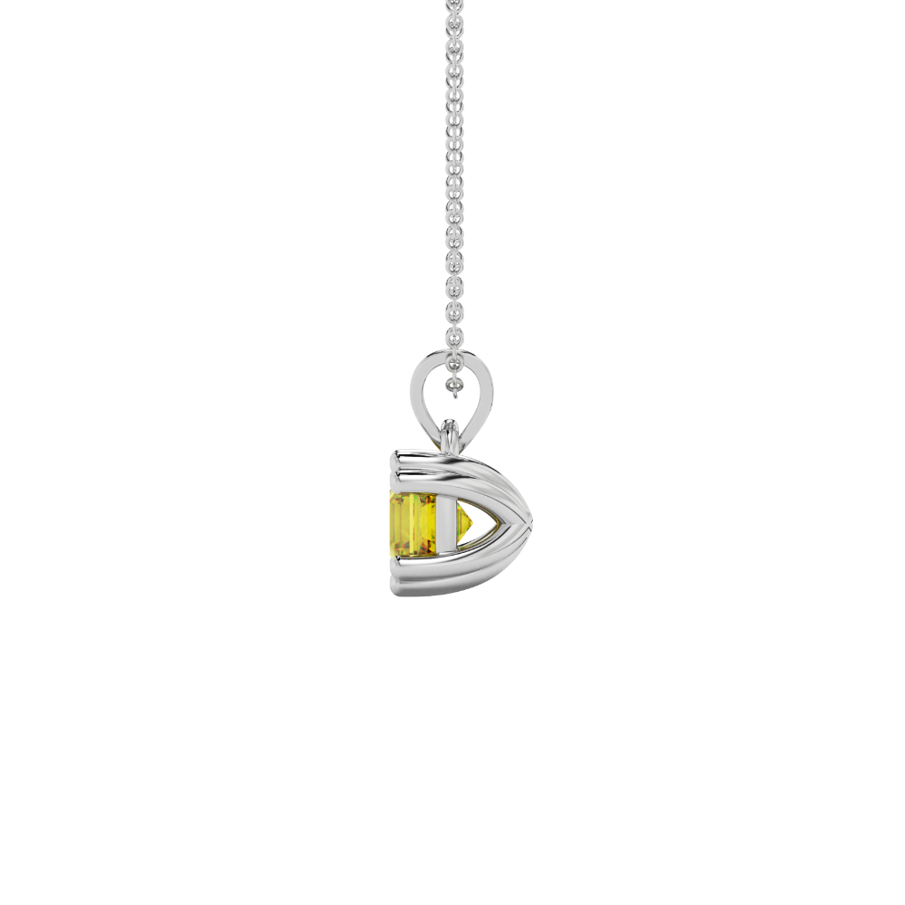 Yellow Asscher cut gemstone pendant in gold featuring a crown-inspired eight-prong solitaire setting