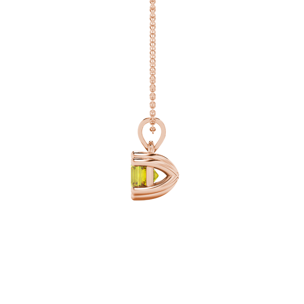 Yellow Asscher cut gemstone pendant in gold featuring a crown-inspired eight-prong solitaire setting