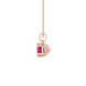 Red Asscher cut gemstone pendant in gold featuring a crown-inspired eight-prong solitaire setting