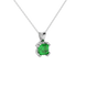 Green Asscher cut gemstone pendant in gold featuring a crown-inspired eight-prong solitaire setting