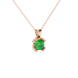 Green Asscher cut gemstone pendant in gold featuring a crown-inspired eight-prong solitaire setting