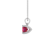 Red cushion cut gemstone solitaire pendant in gold featuring a refined four-prong basket setting