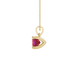 Red cushion cut gemstone solitaire pendant in gold featuring a refined four-prong basket setting