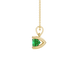 Green cushion cut gemstone solitaire pendant in gold featuring a refined four-prong basket setting