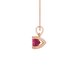 Red cushion cut gemstone solitaire pendant in gold featuring a refined four-prong basket setting