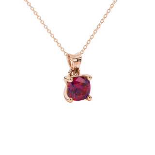 raspberry red cushion gemstone solitaire pendant in rose gold