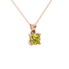 Yellow cushion cut gemstone solitaire pendant in gold featuring a refined four-prong basket setting