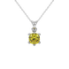 Yellow cushion cut gemstone solitaire pendant in gold featuring a refined six-prong basket setting