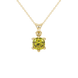 Yellow cushion cut gemstone solitaire pendant in gold featuring a refined six-prong basket setting