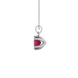 Red cushion cut gemstone solitaire pendant in gold featuring a refined six-prong basket setting