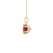 Red cushion cut gemstone solitaire pendant in gold featuring a refined six-prong basket setting